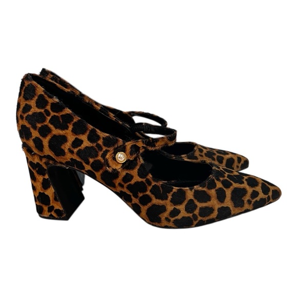 crown & ivy Shoes - CROWN & IVY Calf Hair Leopard Print Mary Jane Block Heels Pointy Toe Size 7.5